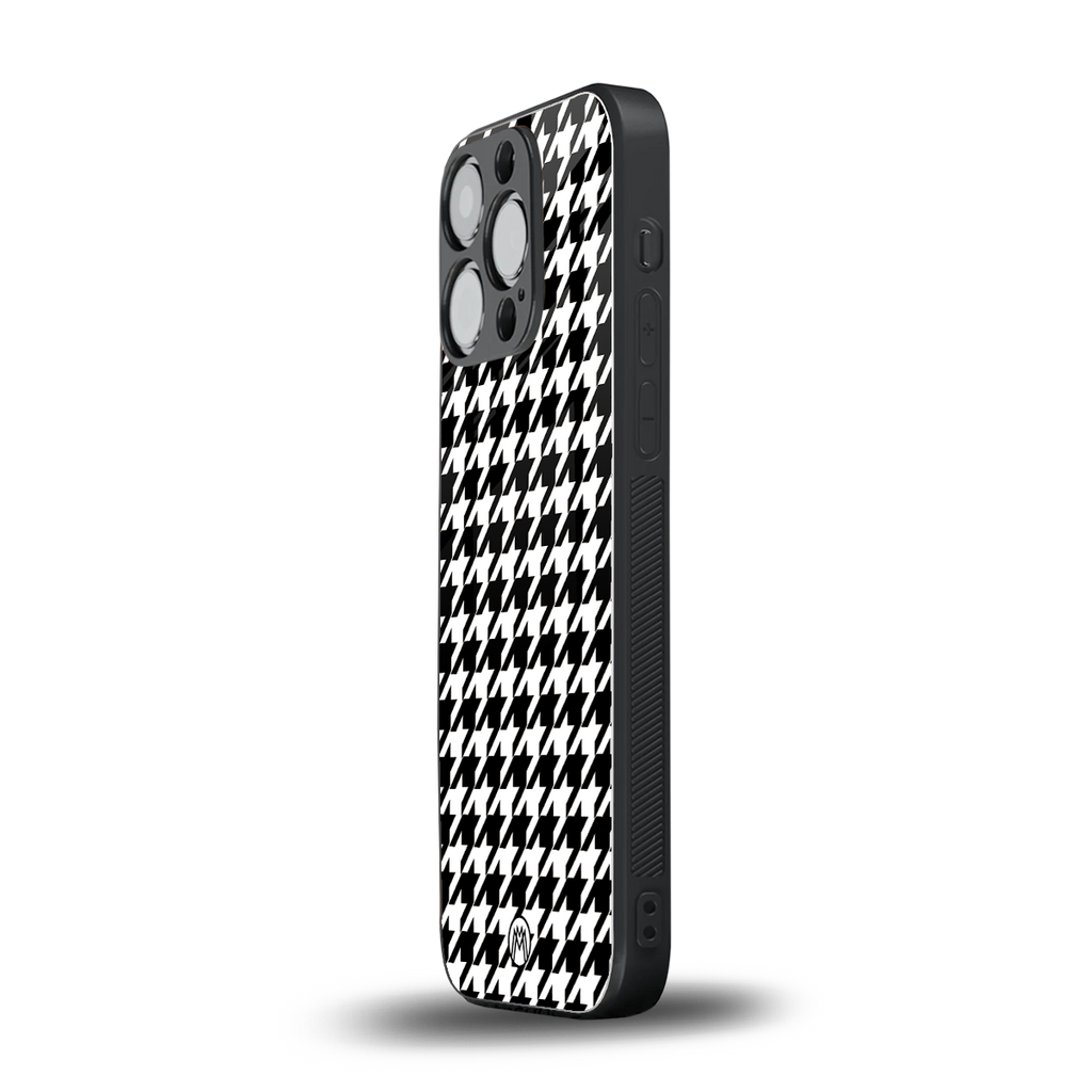 houndstooth classic back phone cover | glass case for iphone 14 pro