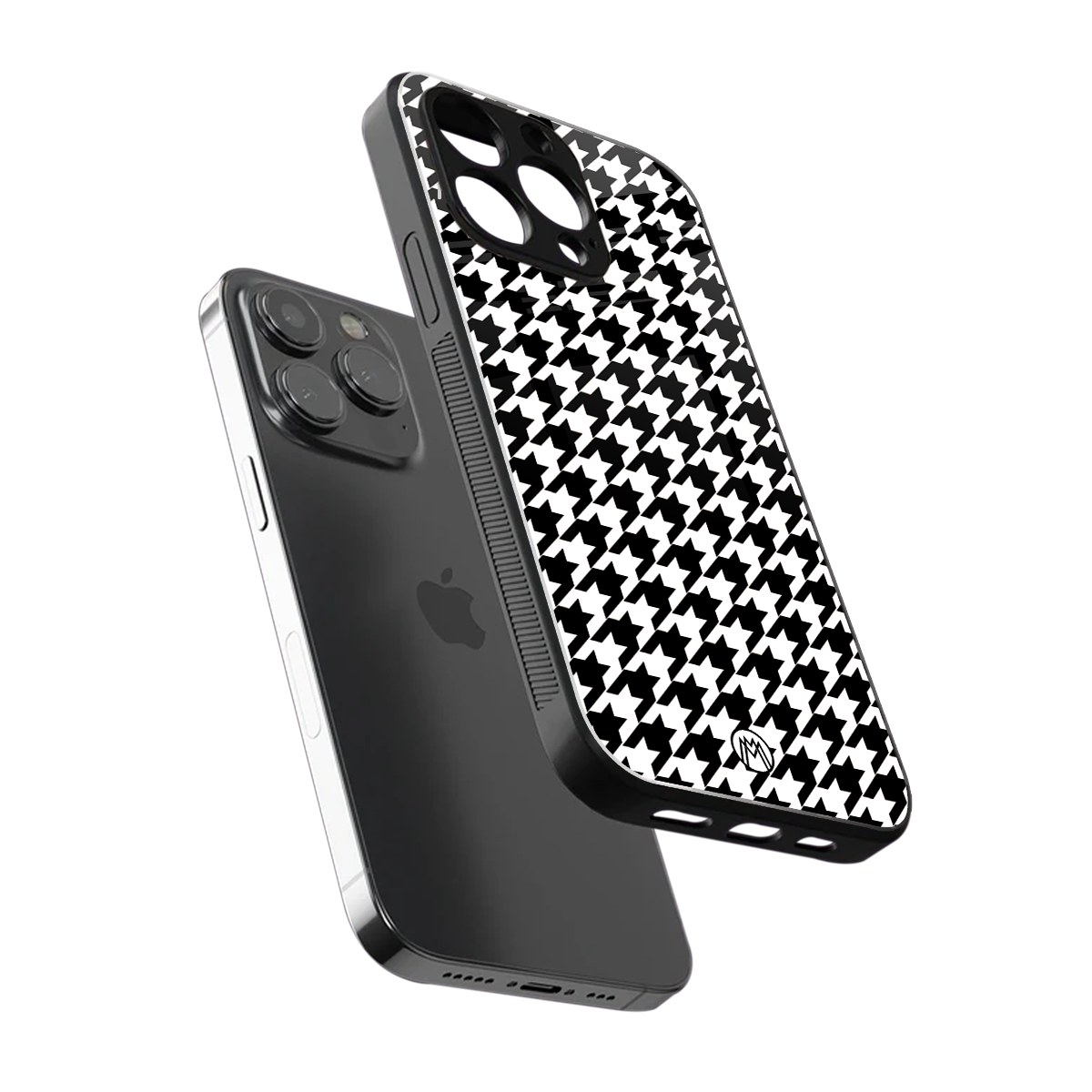 houndstooth classic back phone cover | glass case for iphone 15 pro