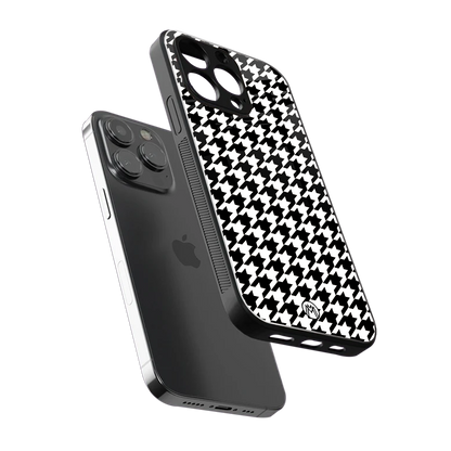 houndstooth classic back phone cover | glass case for iphone 15 pro