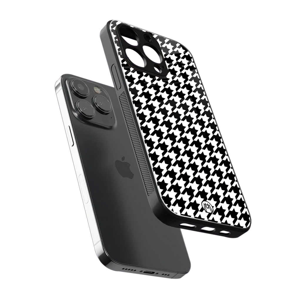 houndstooth classic back phone cover | glass case for iphone 14 pro