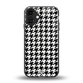 houndstooth classic back phone cover | glass case for iphone 16 plus