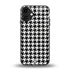 houndstooth classic back phone cover | glass case for iphone 16 plus
