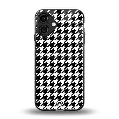 houndstooth classic back phone cover | glass case for iphone 16 plus