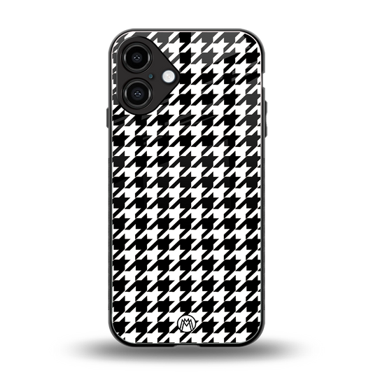houndstooth classic back phone cover | glass case for iphone 16 plus