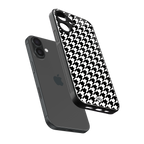 houndstooth classic back phone cover | glass case for iphone 16 plus