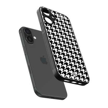 houndstooth classic back phone cover | glass case for iphone 16 plus