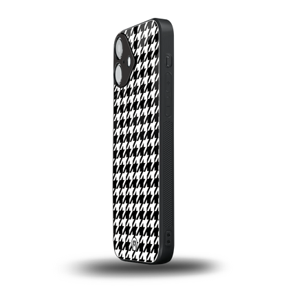 houndstooth classic back phone cover | glass case for iphone 16 plus