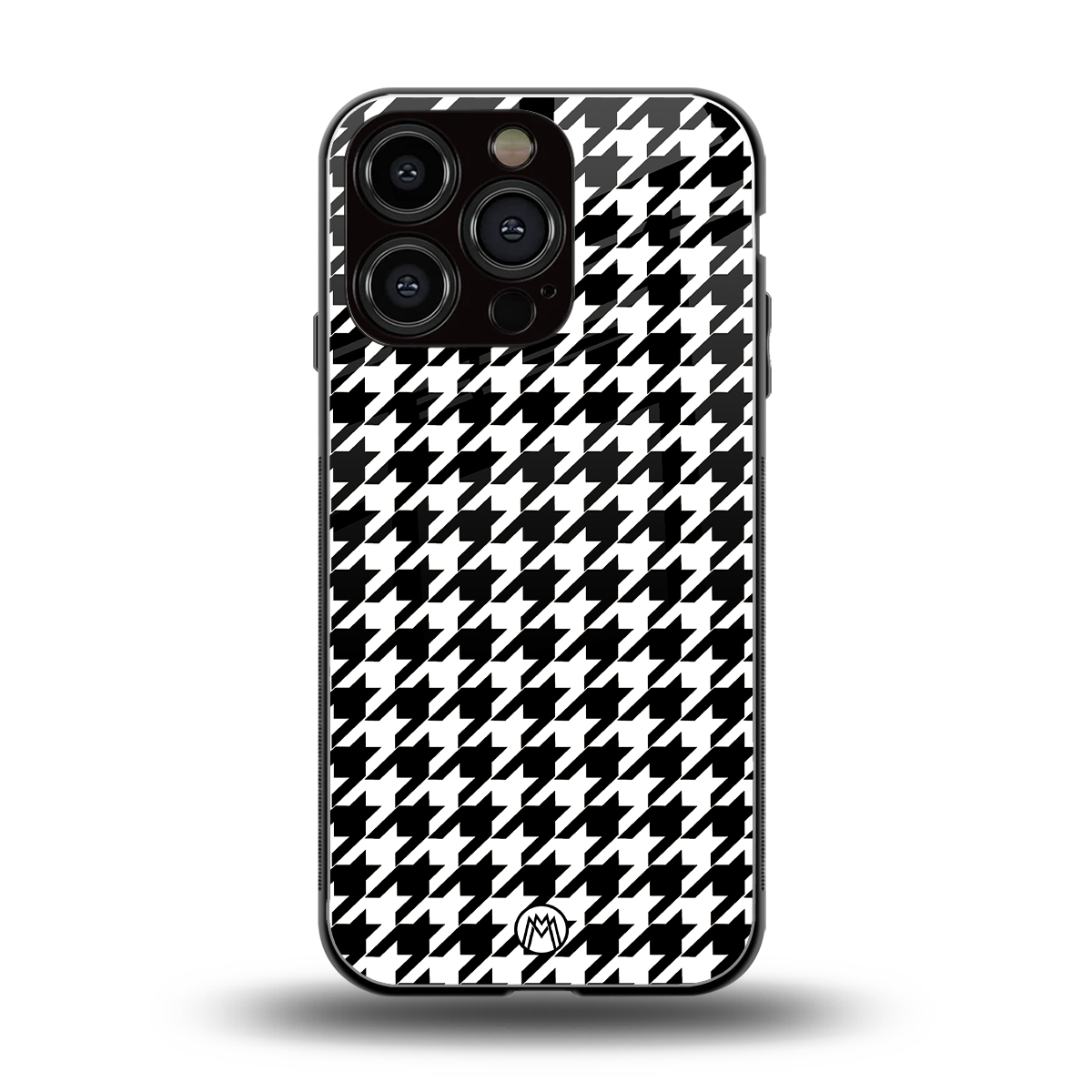 houndstooth classic back phone cover | glass case for iphone 16 pro