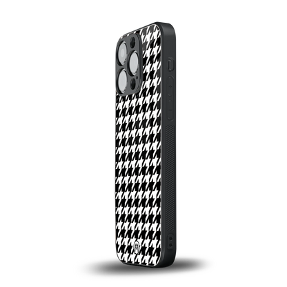 houndstooth classic back phone cover | glass case for iphone 16 pro