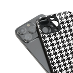 houndstooth classic back phone cover | glass case for iphone 16 plus