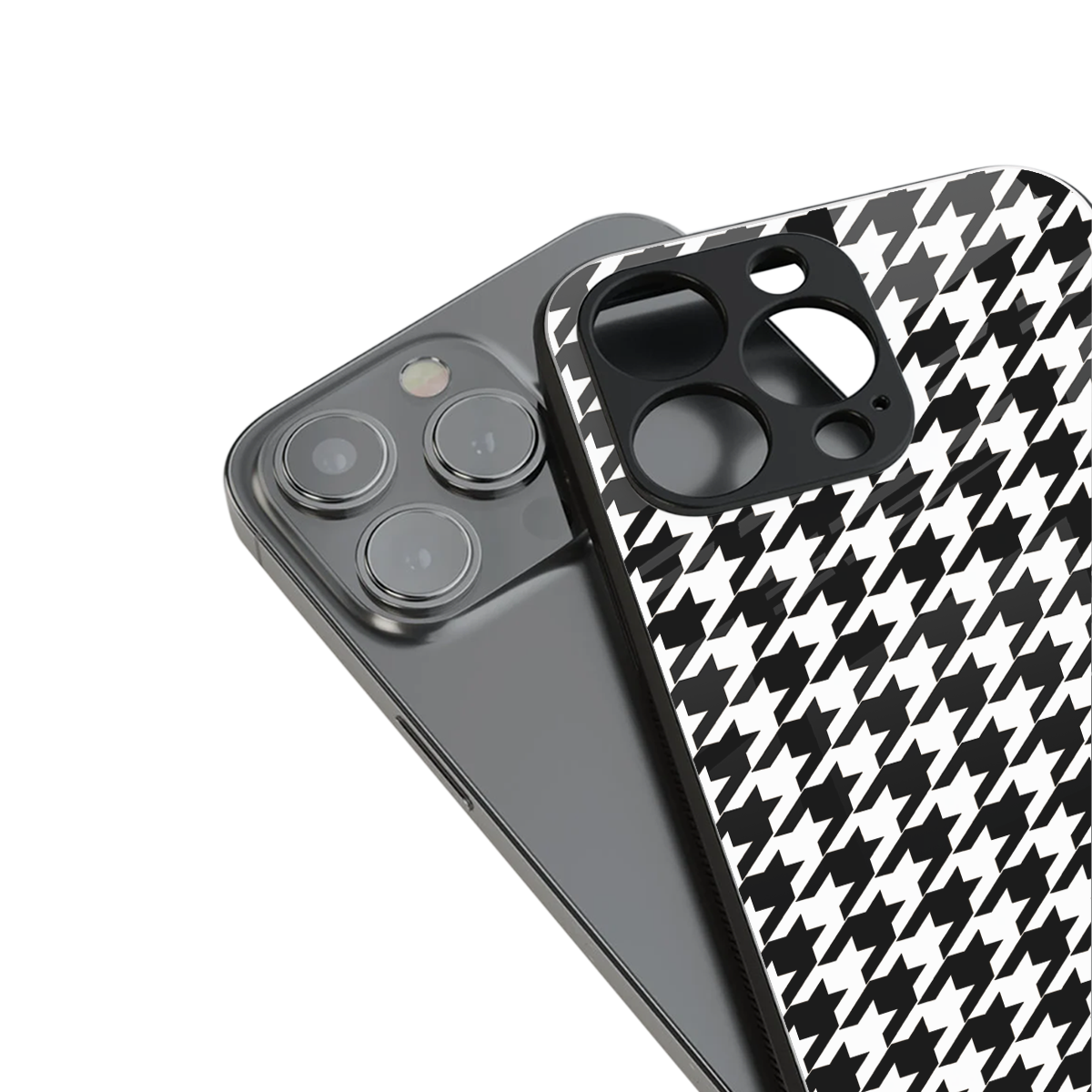 houndstooth classic back phone cover | glass case for iphone 14 pro