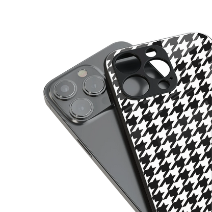 houndstooth classic back phone cover | glass case for iphone 15 pro