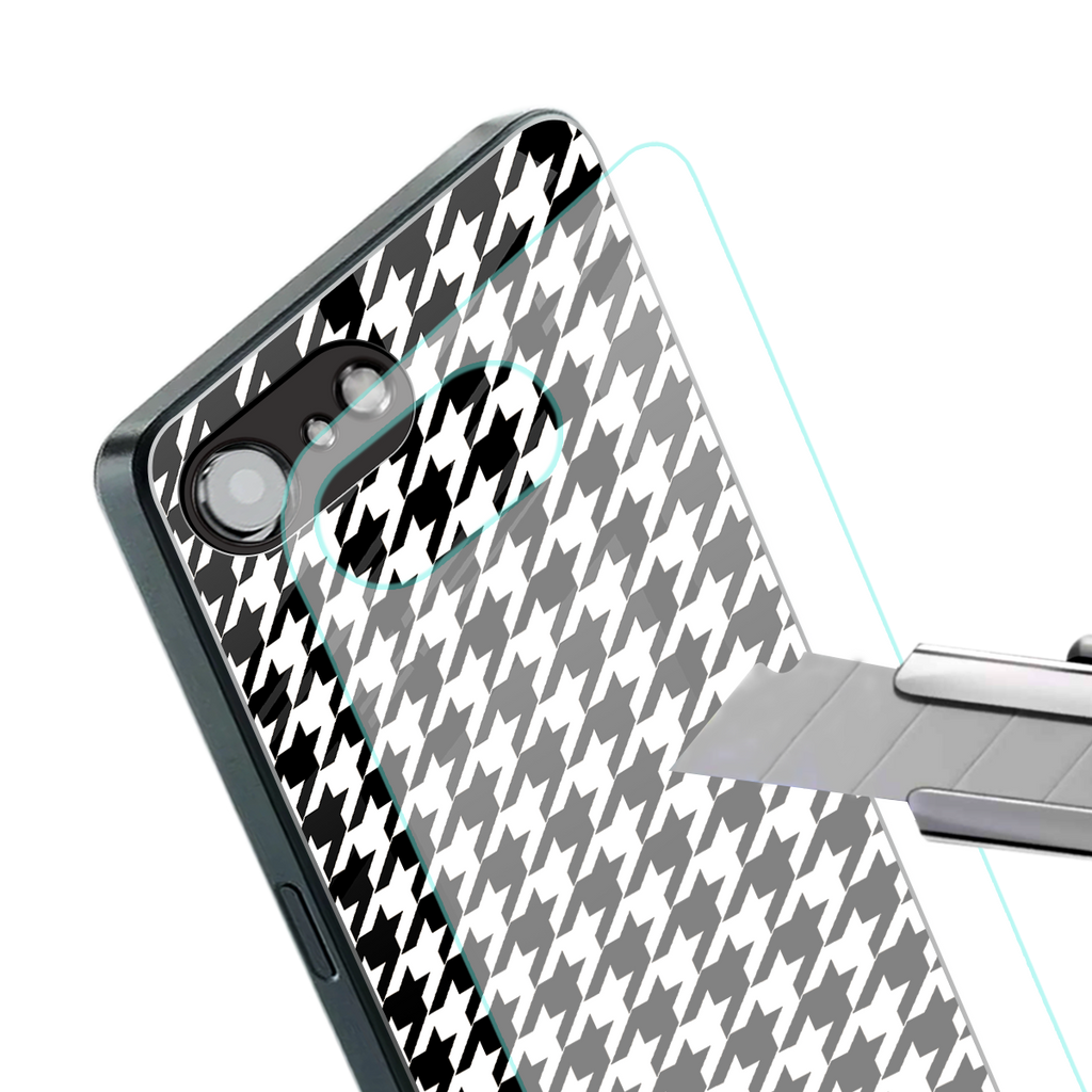 houndstooth classic back phone cover | glass case for iphone 16e