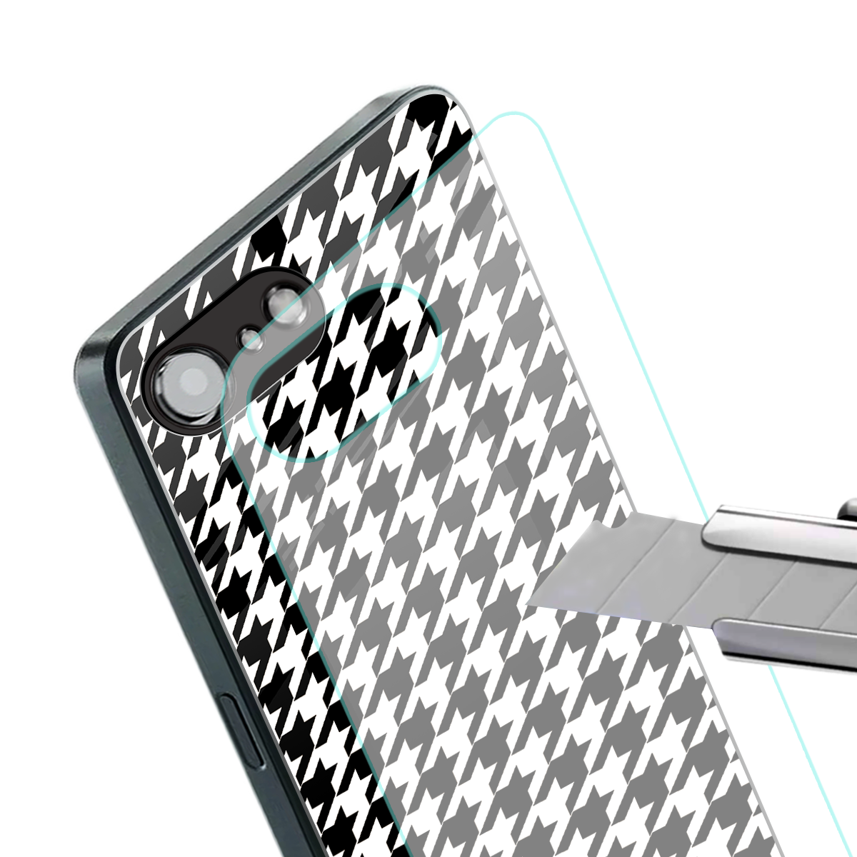 houndstooth classic back phone cover | glass case for iphone 16e