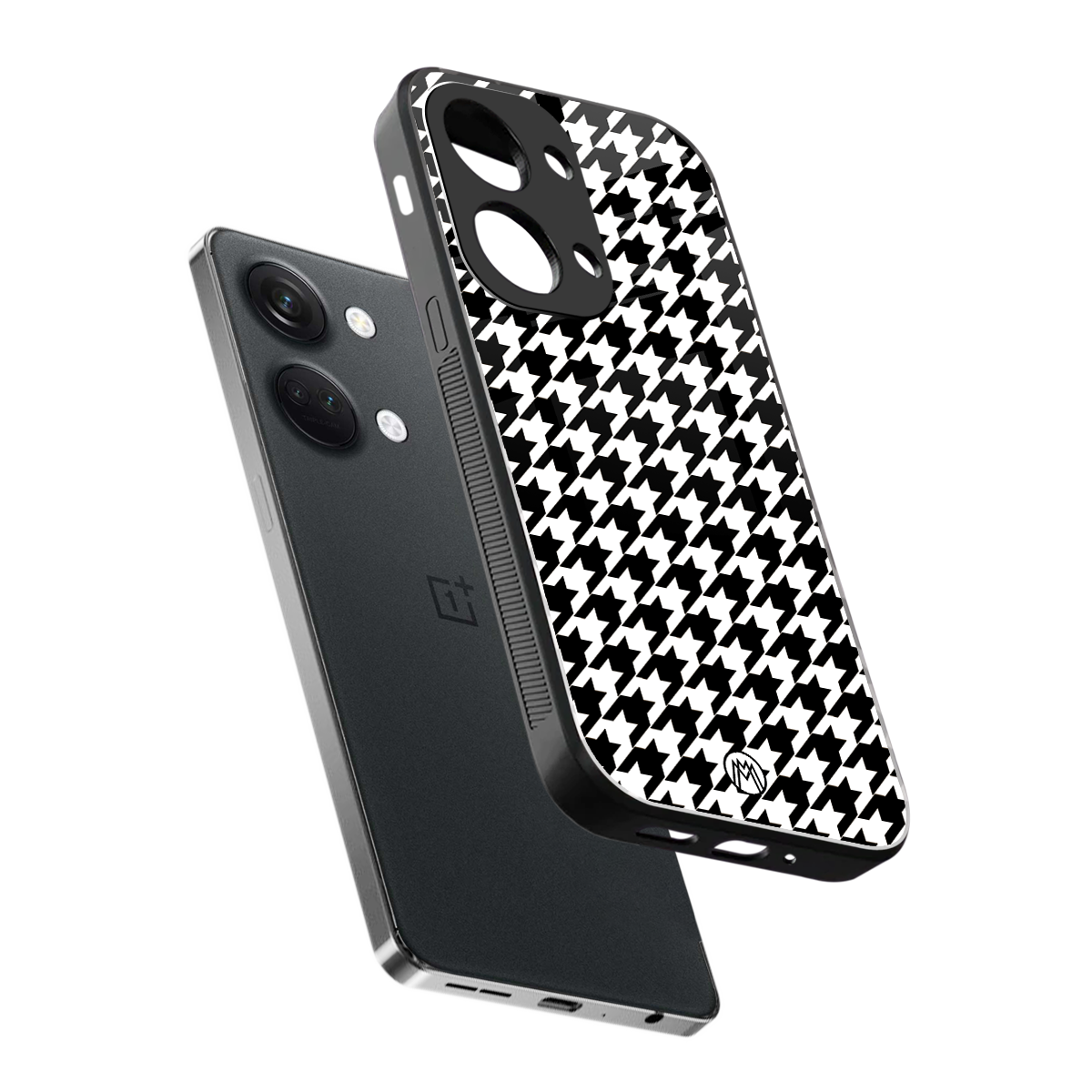 houndstooth classic back phone cover | glass case for oneplus nord 3
