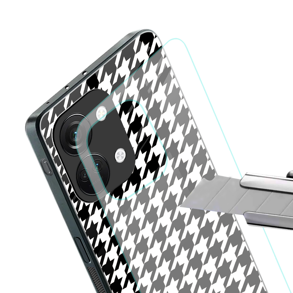 houndstooth classic back phone cover | glass case for oneplus nord 3