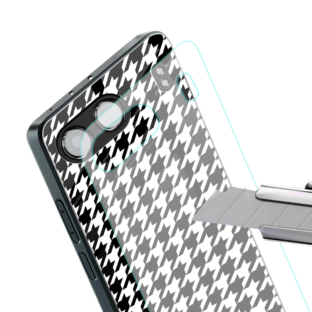 houndstooth classic back phone cover | glass case for oneplus nord 4