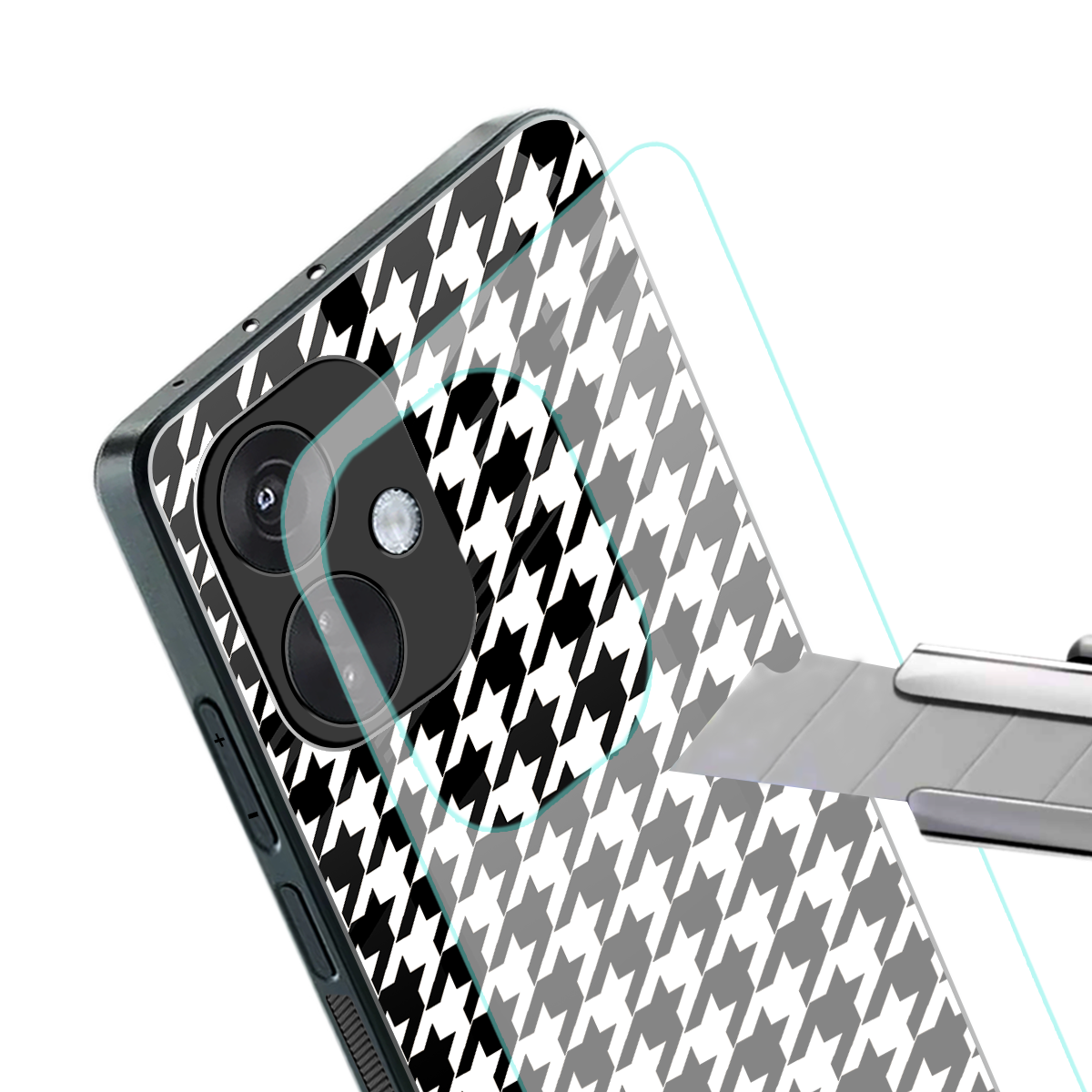 houndstooth classic back phone cover | glass case for oneplus nord ce 3