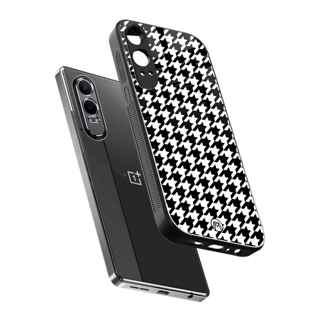 houndstooth classic back phone cover | glass case for oneplus nord ce 4 lite