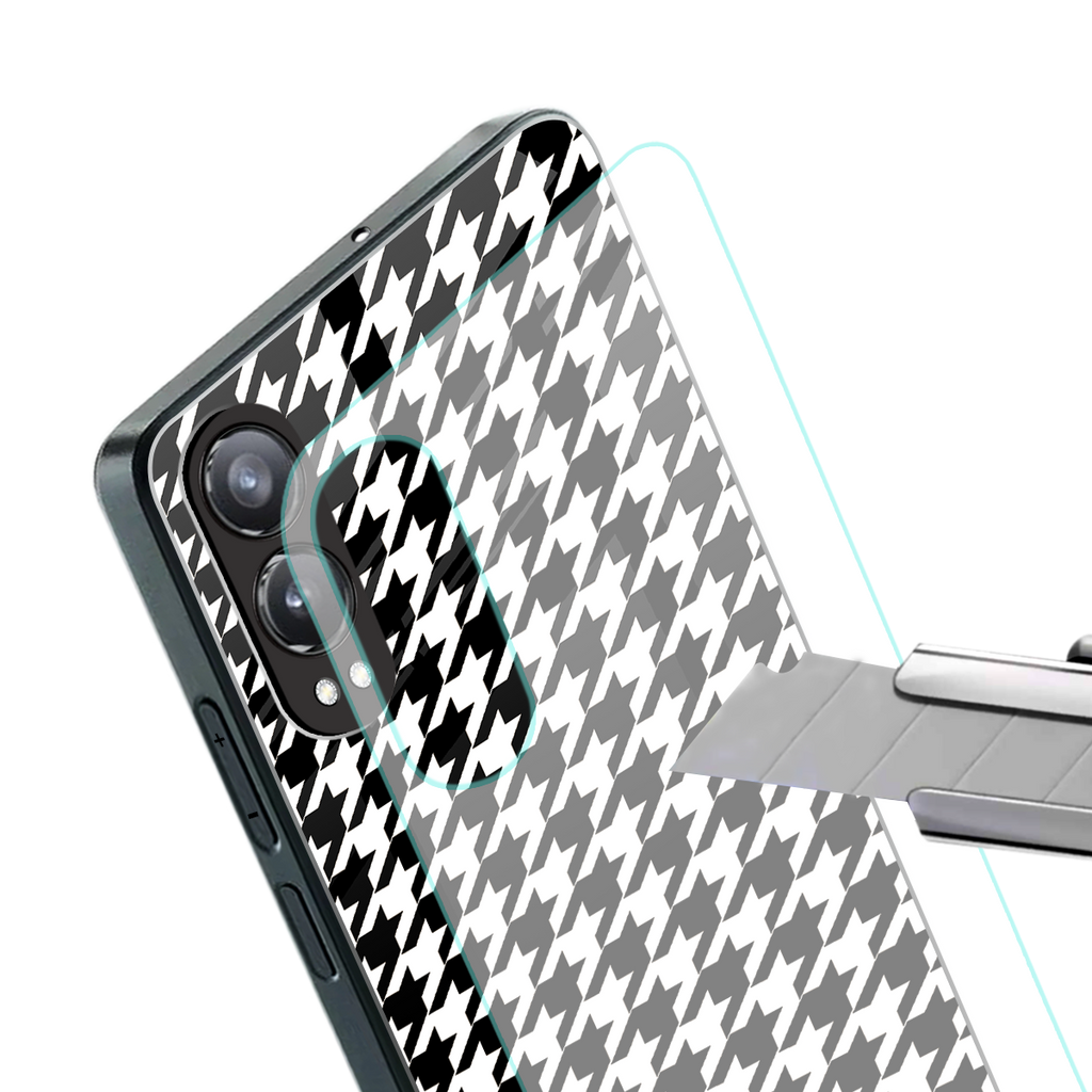 houndstooth classic back phone cover | glass case for oneplus nord ce 4 lite