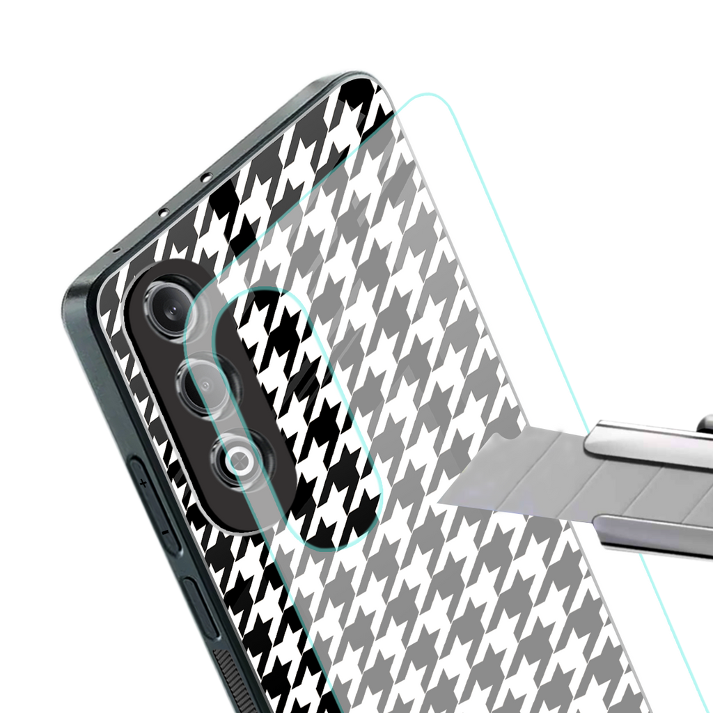 houndstooth classic back phone cover | glass case for oneplus nord ce 4