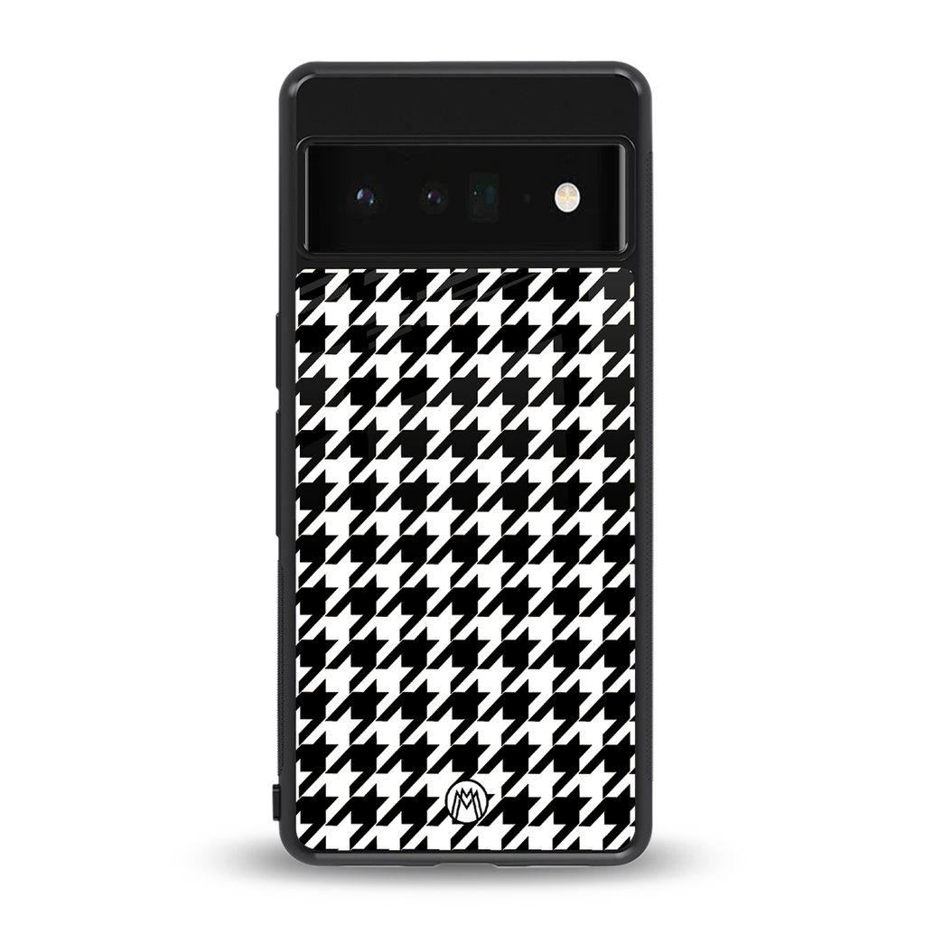houndstooth classic back phone cover | glass case for google pixel 6 pro