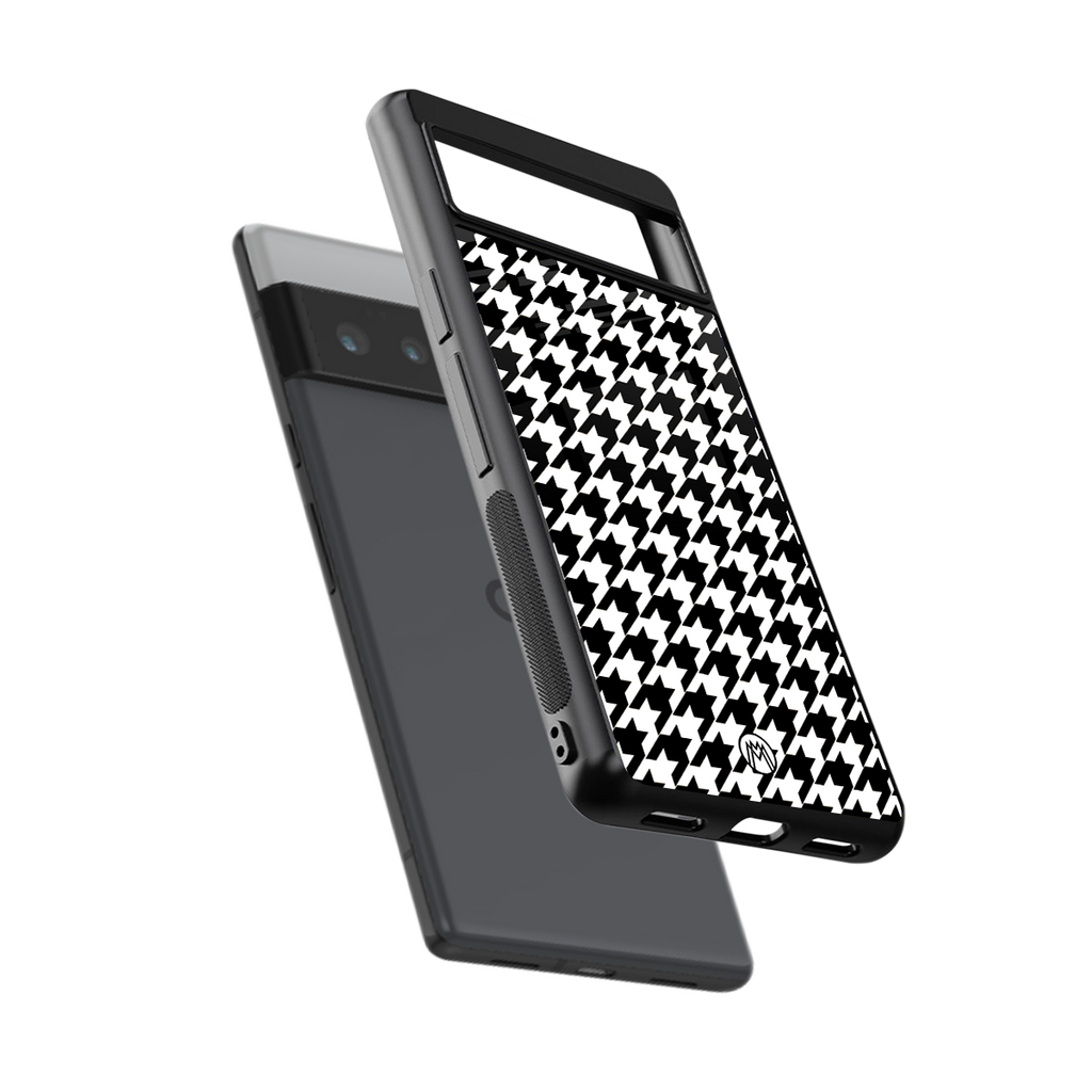 houndstooth classic back phone cover | glass case for google pixel 6 pro