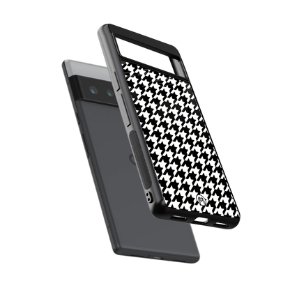 houndstooth classic back phone cover | glass case for google pixel 6 pro
