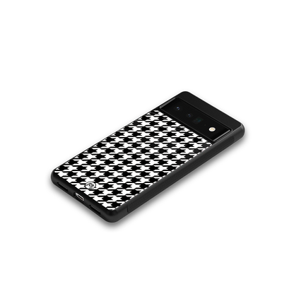 houndstooth classic back phone cover | glass case for google pixel 6 pro
