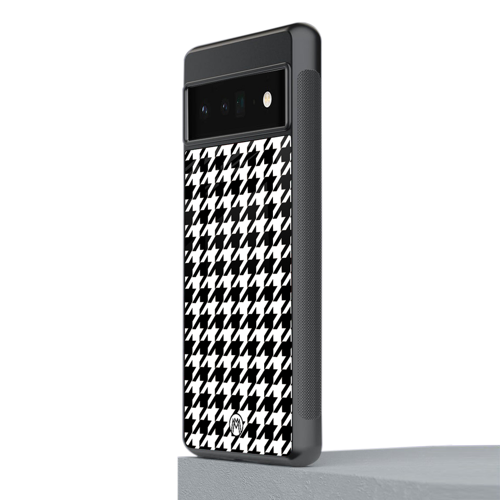 houndstooth classic back phone cover | glass case for google pixel 6 pro