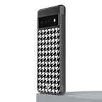 houndstooth classic back phone cover | glass case for google pixel 6 pro