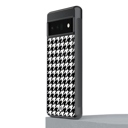 houndstooth classic back phone cover | glass case for google pixel 6 pro