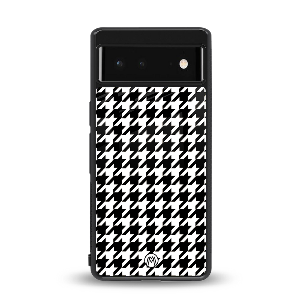 houndstooth classic back phone cover | glass case for google pixel 6