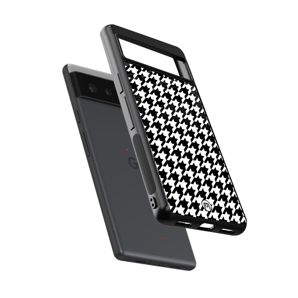 houndstooth classic back phone cover | glass case for google pixel 6