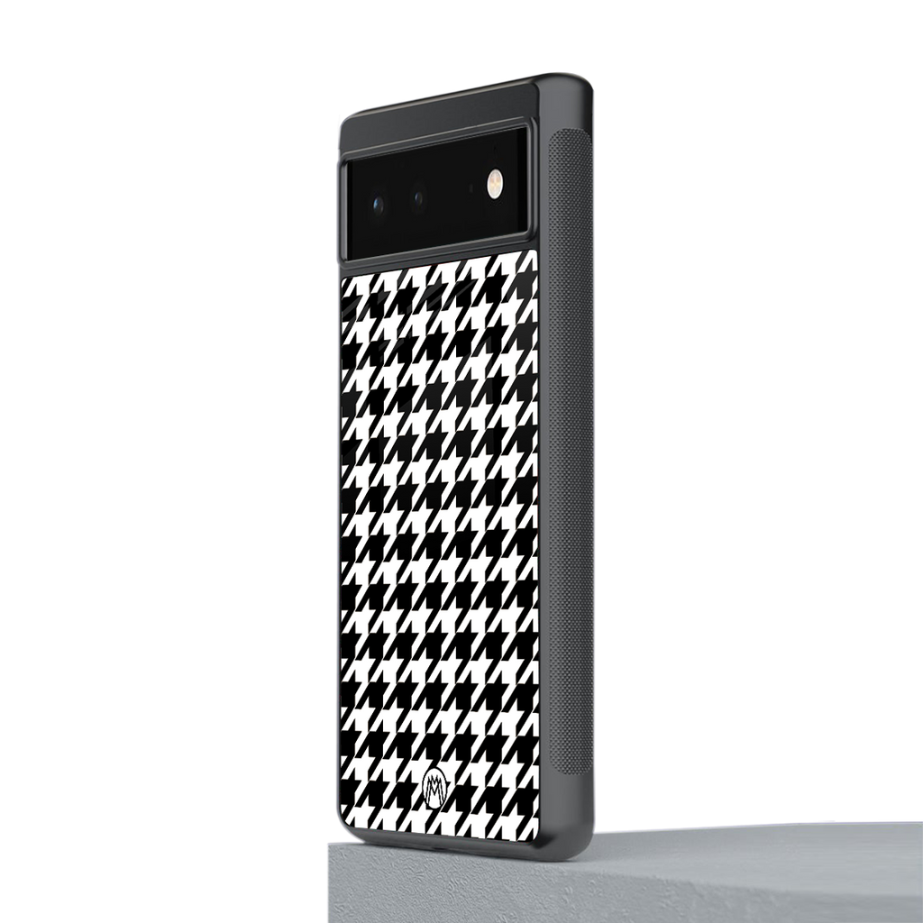 houndstooth classic back phone cover | glass case for google pixel 6