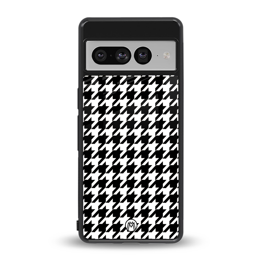 houndstooth classic back phone cover | glass case for google pixel 7 pro