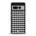 houndstooth classic back phone cover | glass case for google pixel 7 pro