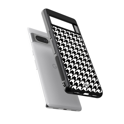 houndstooth classic back phone cover | glass case for google pixel 7 pro
