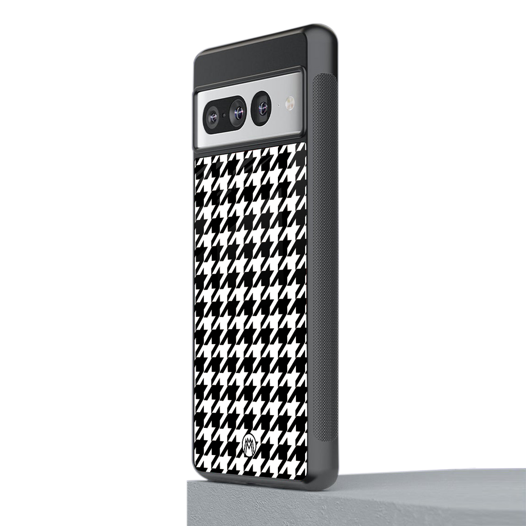 houndstooth classic back phone cover | glass case for google pixel 7 pro