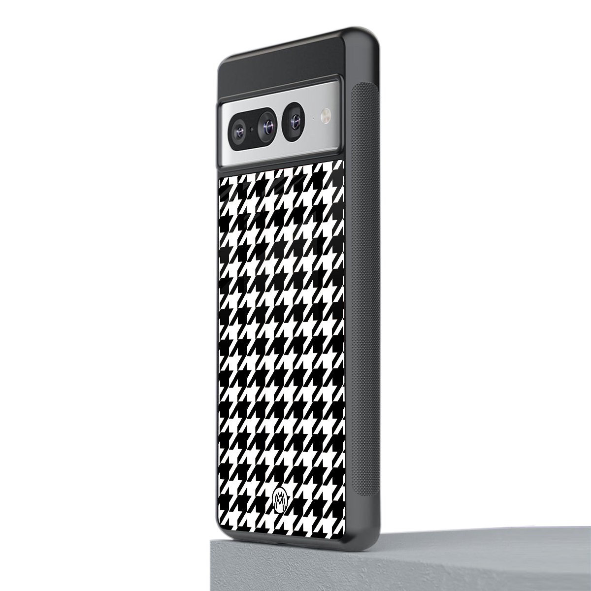 houndstooth classic back phone cover | glass case for google pixel 7 pro
