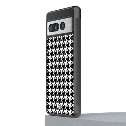 houndstooth classic back phone cover | glass case for google pixel 7 pro