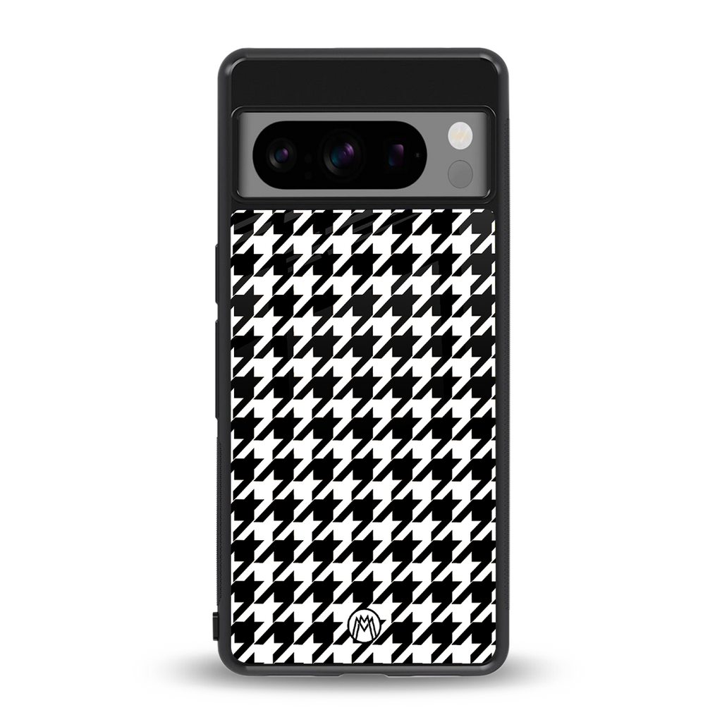 houndstooth classic back phone cover | glass case for google pixel 8 pro