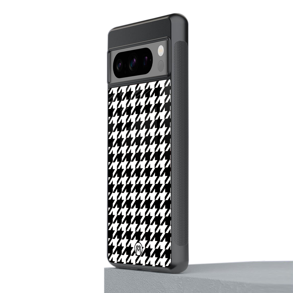 houndstooth classic back phone cover | glass case for google pixel 8 pro