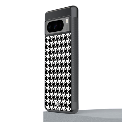 houndstooth classic back phone cover | glass case for google pixel 8 pro