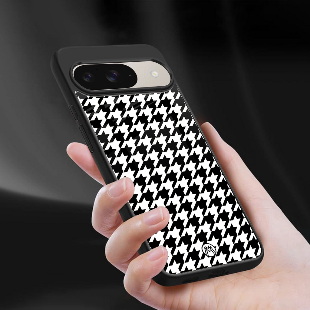 houndstooth classic back phone cover | glass case for google pixel 9
