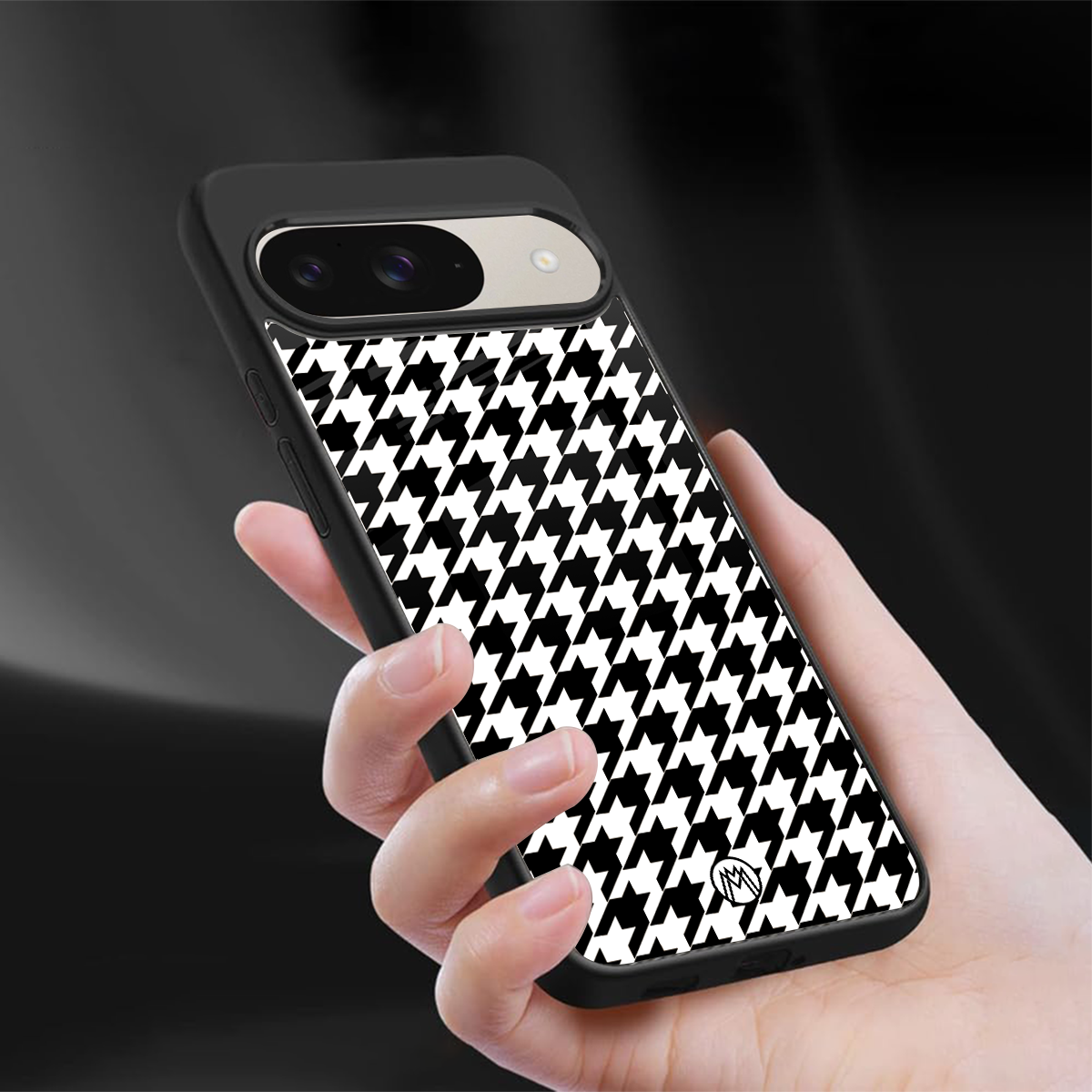 houndstooth classic back phone cover | glass case for google pixel 9