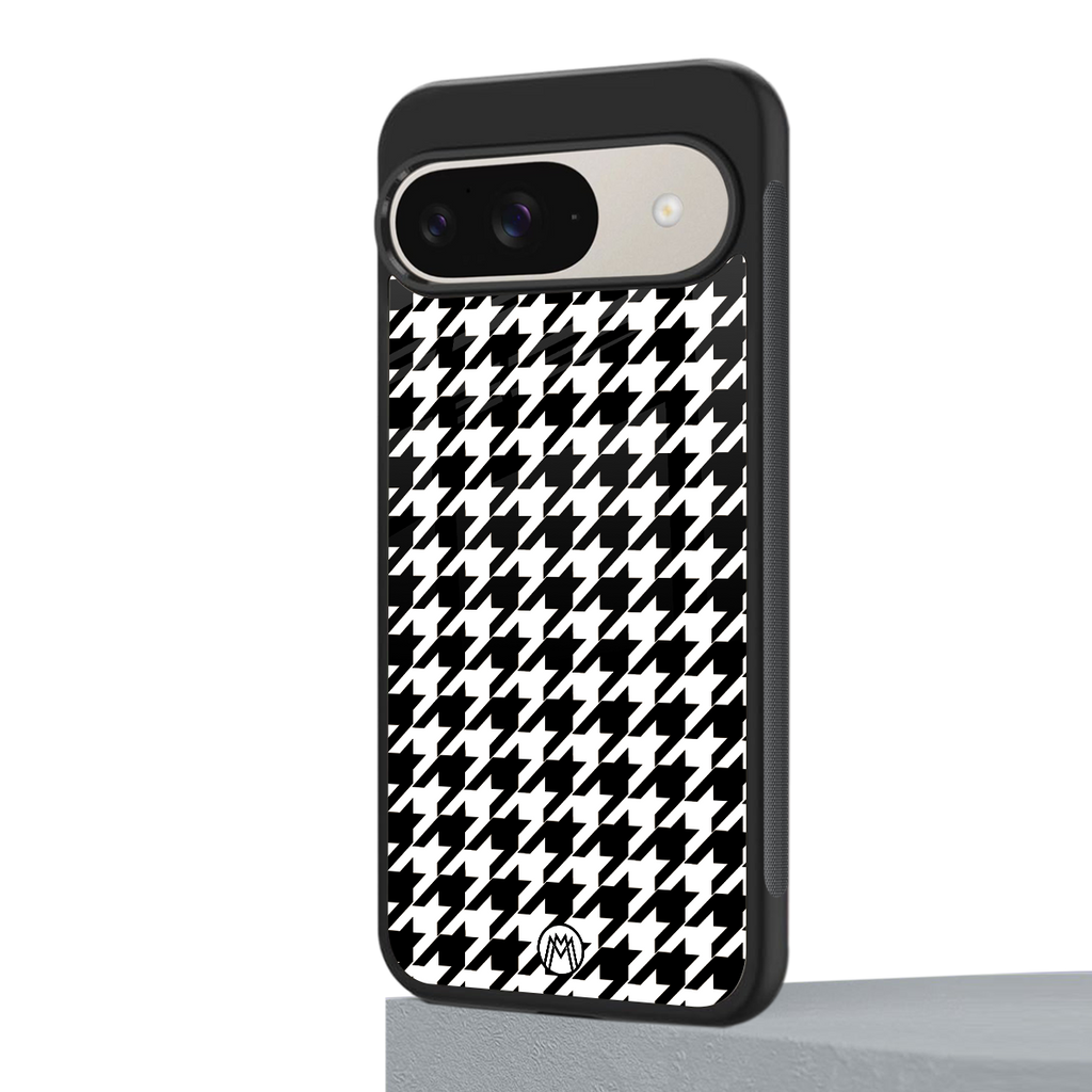houndstooth classic back phone cover | glass case for google pixel 9