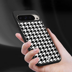 houndstooth classic back phone cover | glass case for google pixel 9 pro xl