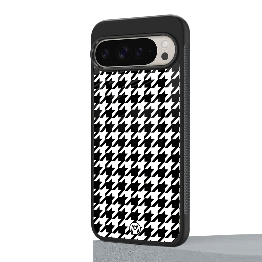 houndstooth classic back phone cover | glass case for google pixel 9 pro