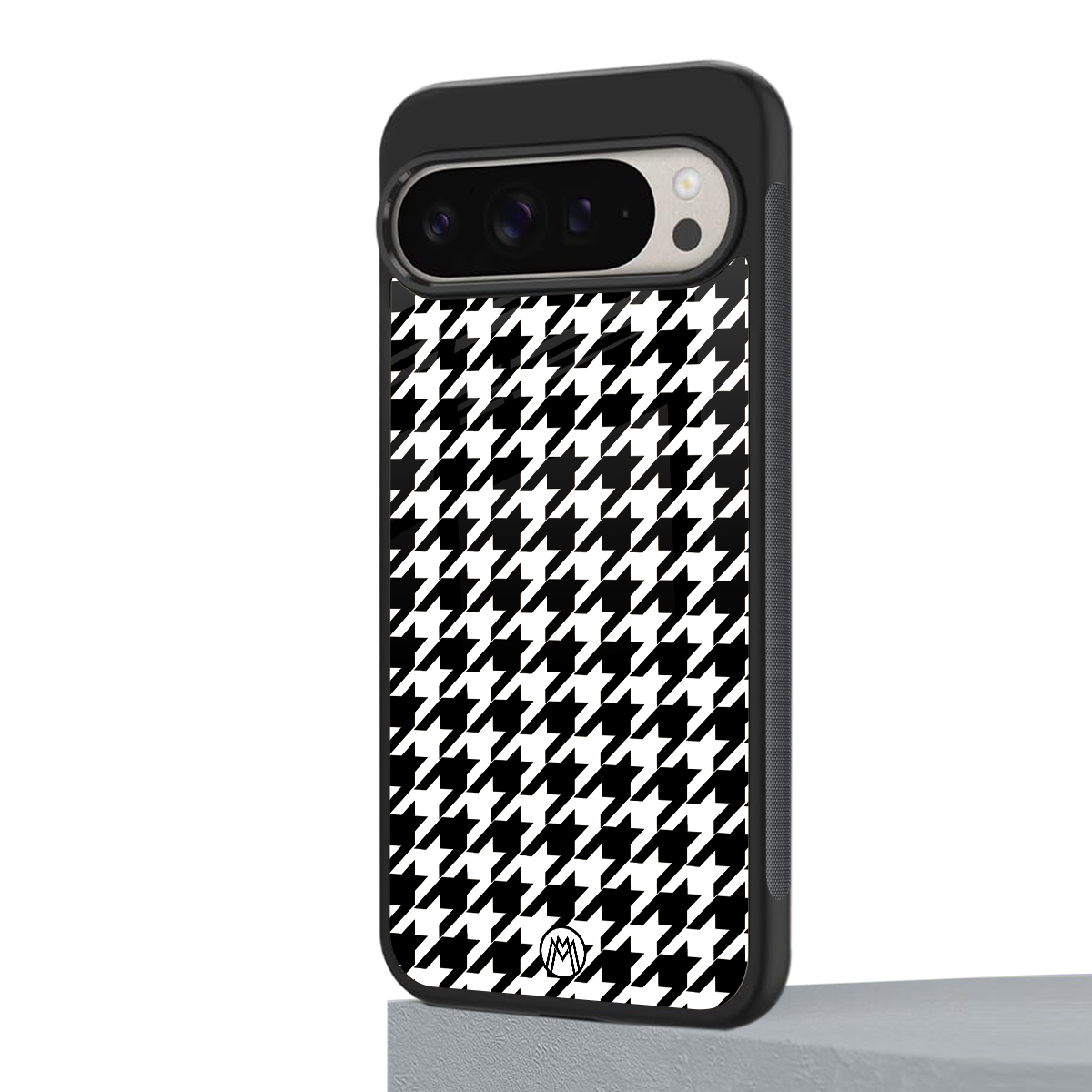houndstooth classic back phone cover | glass case for google pixel 9 pro